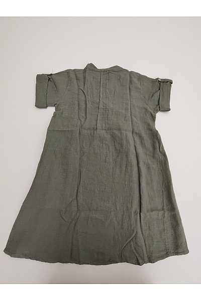 Khaki lněné košilové šaty volné letní Vel. XL/XXL | Unimoda | obrázek 9
