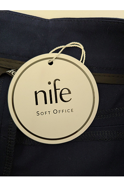 Nife Modré široké společenské kalhoty s vysokým pasem Velikost EU 38 | Nife | obrázek 5