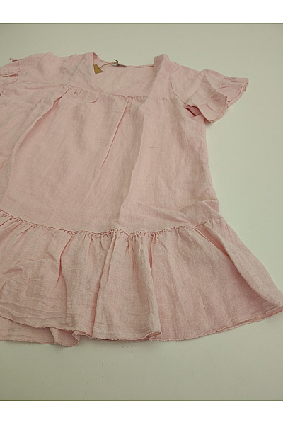 MADE IN ITALY Růžové lněné šaty volné letní mini Vel. XL | MADE IN ITALY | obrázek 3