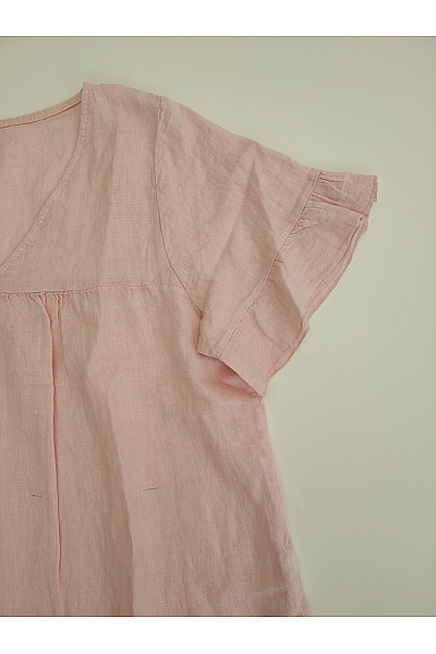 MADE IN ITALY Růžové lněné šaty volné letní mini Vel. XL | MADE IN ITALY | obrázek 4