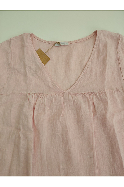 MADE IN ITALY Růžové lněné šaty volné letní mini Vel. XL | MADE IN ITALY | obrázek 5