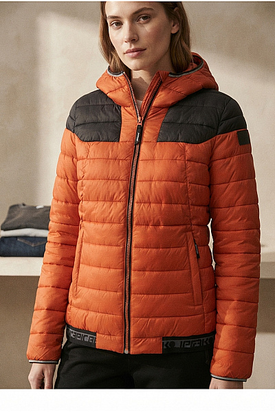 ICEPEAK Oranžová Prošívaná Puffer Bunda S Kapucí Vel. EU 38