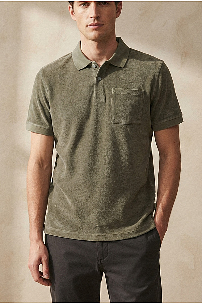 Camel Active Pánské Khaki Bavlněné Polo Tričko S Krátkým Rukávem A Kapsou Vel. L