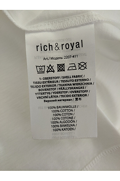 RICH&ROYAL Bílé bavlněné tričko s krátkým rukávem a nápisem | RICH&ROYAL | obrázek 8