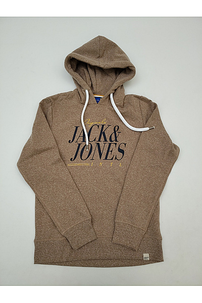 JACK & JONES Hnědá pánská mikina s kapucí a potiskem Vel. EU S | JACK & JONES | obrázek 2