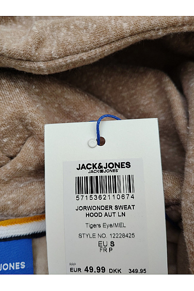 JACK & JONES Hnědá pánská mikina s kapucí a potiskem Vel. EU S | JACK & JONES | obrázek 5