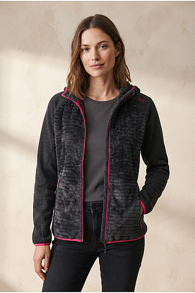 CMP Černá Sportovní Fleecová Bunda S Kapucí Na Zip Velikost EU D44/I50/XL