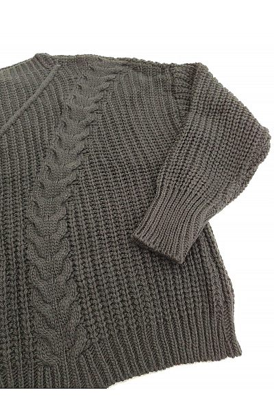 Černý pletený crop pulovr s copánkovým vzorem Velikost XXL | Unimoda | obrázek 3