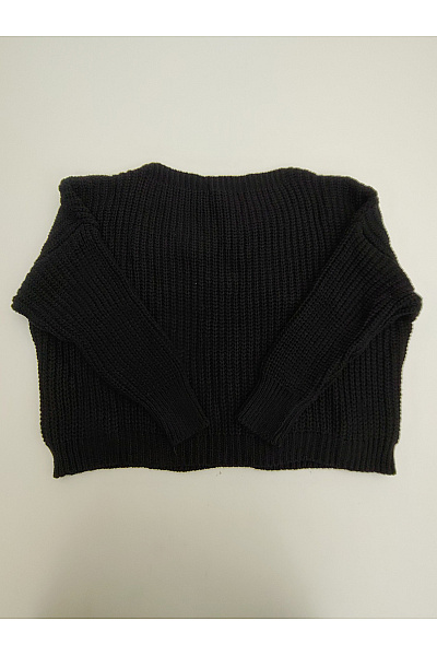 Černý pletený crop pulovr s copánkovým vzorem Velikost XXL | Unimoda | obrázek 7