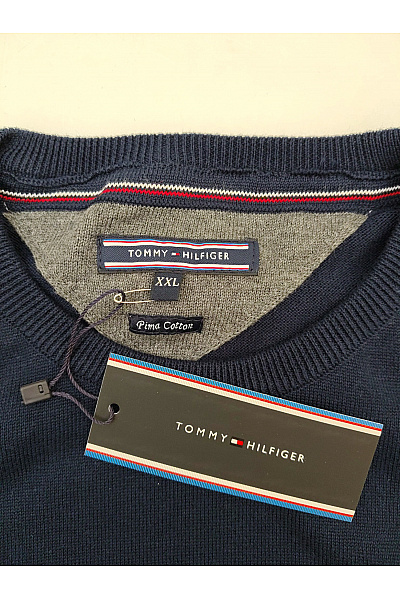 TOMMY HILFIGER Pánský bavlněný pulovr basic modrý Vel. XXL | TOMMY HILFIGER | obrázek 4