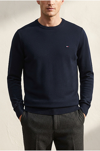 TOMMY HILFIGER Pánský Bavlněný Pulovr Basic Modrý Vel. XXL