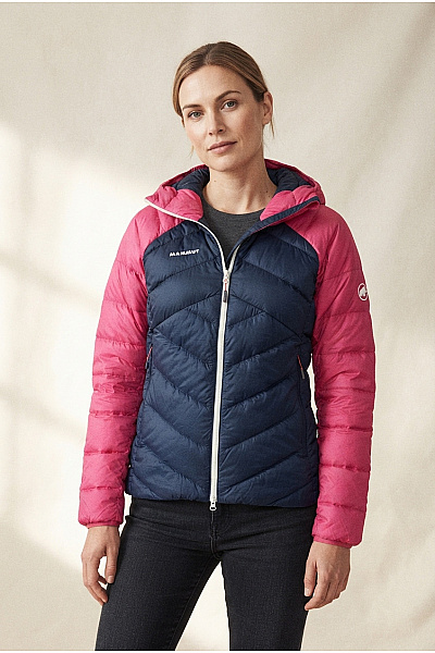 MAMMUT Růžovo-modrá Prošívaná Zateplená Sportovní Bunda S Kapucí Vel. EU XL
