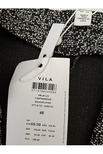 VILA Černobílý elegantní přechodový kabát | VILA | obrázek 6