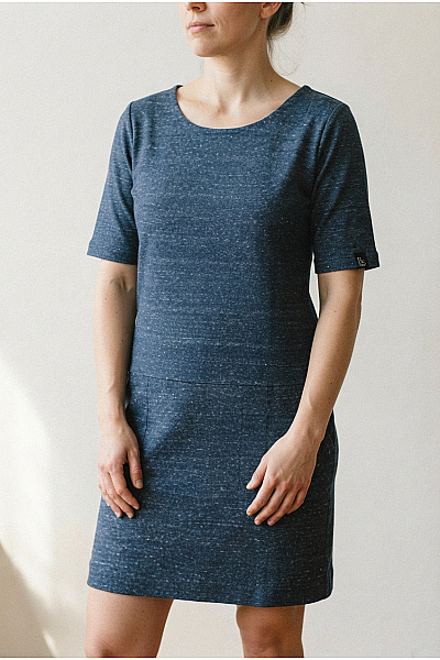 Be Wear Modré Bavlněné úpletové šaty S Kapsami Velikost XL