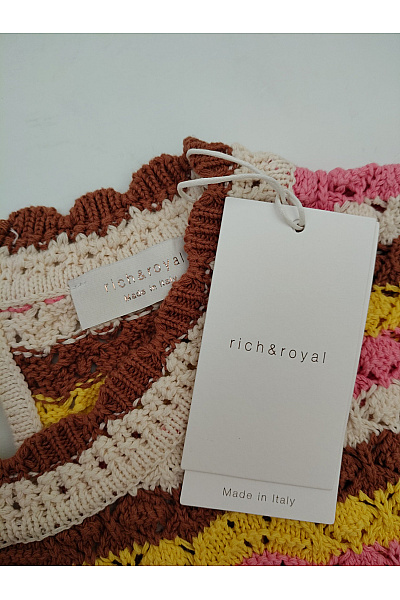 RICH&ROYAL Barevná háčkovaná pletená halenka s krátkým rukávem Vel. XL | RICH&ROYAL | obrázek 6