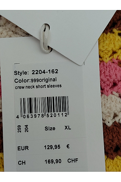 RICH&ROYAL Barevná háčkovaná pletená halenka s krátkým rukávem Vel. XL | RICH&ROYAL | obrázek 7