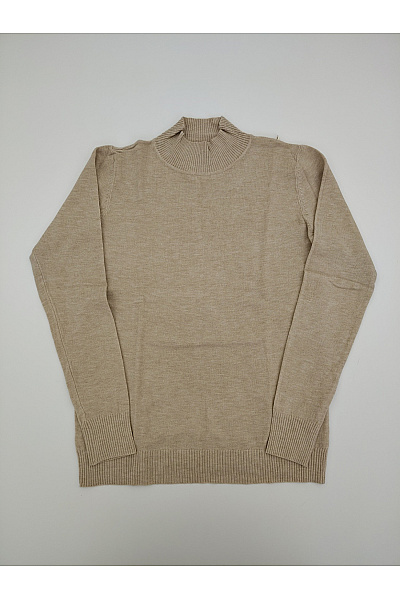 Soft cashmere Béžový dámský pletený pulovr se stojáčkem basic Vel. L/XL | soft cashmere | obrázek 2