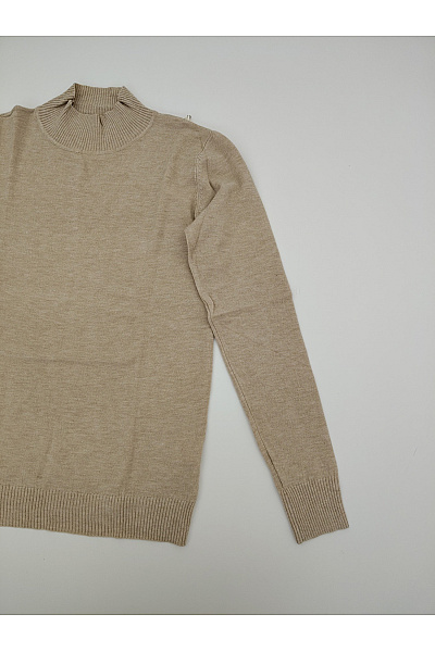 Soft cashmere Béžový dámský pletený pulovr se stojáčkem basic Vel. L/XL | soft cashmere | obrázek 3