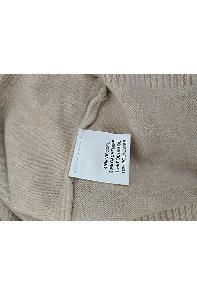 Soft cashmere Béžový dámský pletený pulovr se stojáčkem basic Vel. L/XL | soft cashmere | obrázek 7