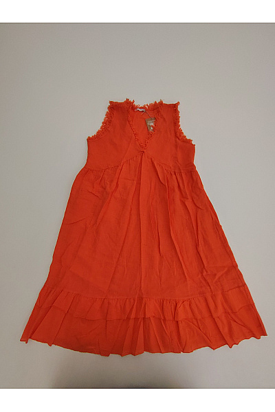 Oranžové lněné letní šaty midi boho Velikost M/L | Unimoda | obrázek 2