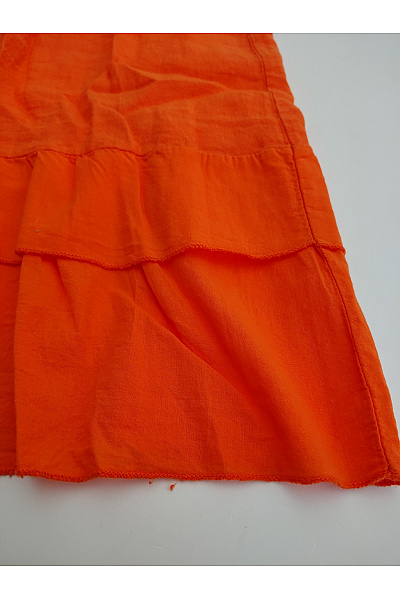 Oranžové lněné letní šaty midi boho Velikost M/L | Unimoda | obrázek 3