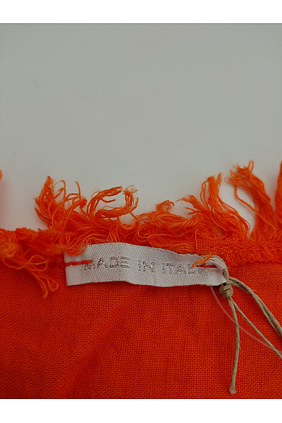 Oranžové lněné letní šaty midi boho Velikost M/L | Unimoda | obrázek 6