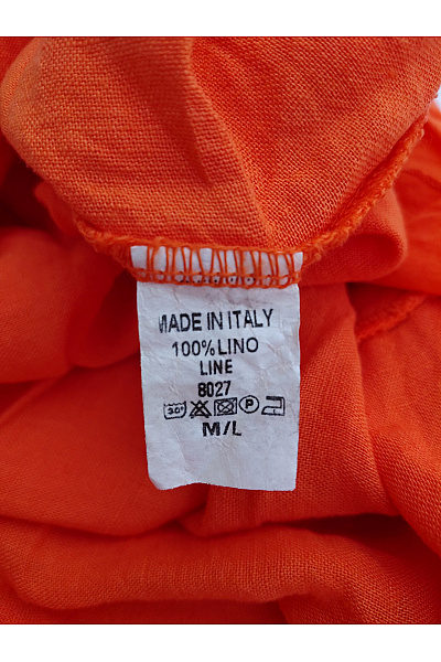 Oranžové lněné letní šaty midi boho Velikost M/L | Unimoda | obrázek 8