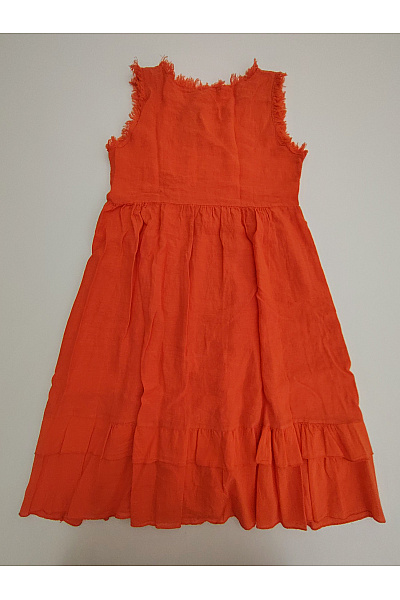 Oranžové lněné letní šaty midi boho Velikost M/L | Unimoda | obrázek 9