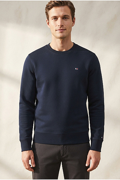 TOMMY HILFIGER Pánská Bavlněná Mikina S Dlouhým Rukávem Přes Hlavu Velikost L