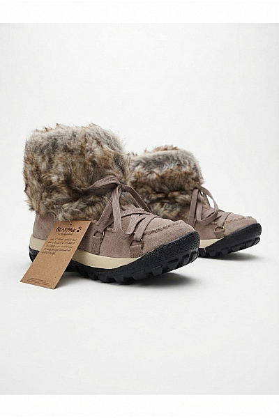 Bearpaw Béžové Kotníkové Zimní Sněhule S Kožíškem šněrovací Vel. US 38
