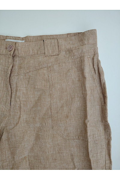 GERRY WEBER Dámské lněné bermudy hnědé s kapsami Velikost DE 46R | GERRY WEBER | obrázek 3