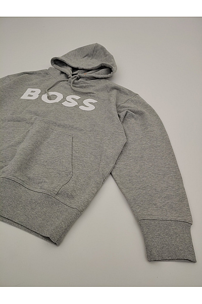 Hugo Boss Šedá bavlněná pánská mikina s kapucí a nápisem Velikost EU M | Hugo Boss | obrázek 3