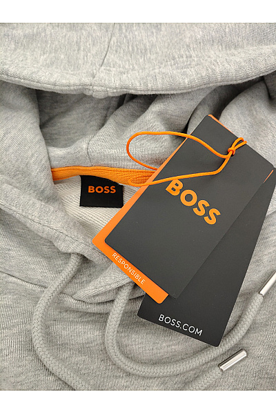 Hugo Boss Šedá bavlněná pánská mikina s kapucí a nápisem Velikost EU M | Hugo Boss | obrázek 7