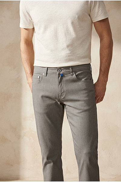 PIERRE CARDIN Pánské šedé Bavlněné Chino Kalhoty Rovné Velikost 34