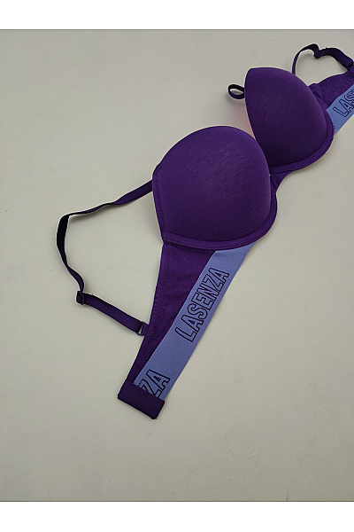 La Senza Fialová bavlněná push up podprsenka s hladkými košíčky Vel. EU 32C | La Senza | obrázek 6