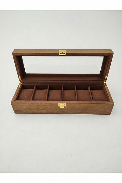 Luxusní Dřevěný Box Na Hodinky S Proskleným Víkem