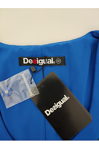 DESIGUAL Modré květované mini šaty s páskem a límečkem Velikost EU 40 | DESIGUAL | obrázek 6