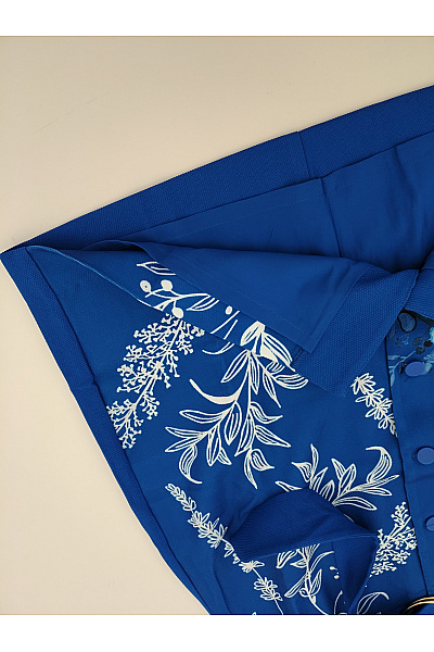 DESIGUAL Modré květované mini šaty s páskem a límečkem Velikost EU 40 | DESIGUAL | obrázek 7
