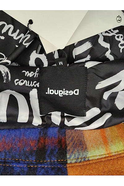 DESIGUAL Barevný vlněný kostkovaný kabát dlouhý Velikost M | DESIGUAL | obrázek 11