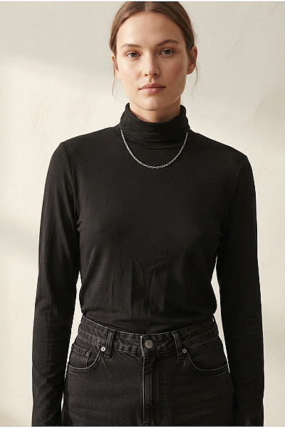VERO MODA Dámské černé Tričko S Dlouhým Rukávem A Rolákem Basic Velikost EU XL