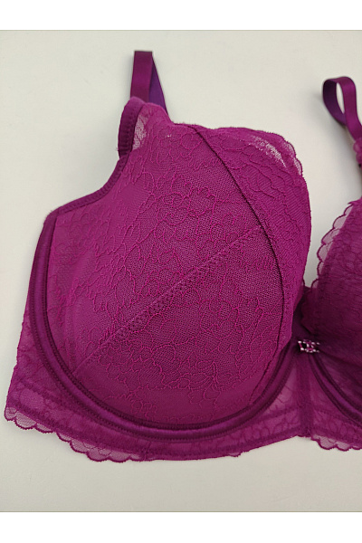 Fialová krajková kosticová podprsenka s ozdobami | Unimoda | obrázek 3