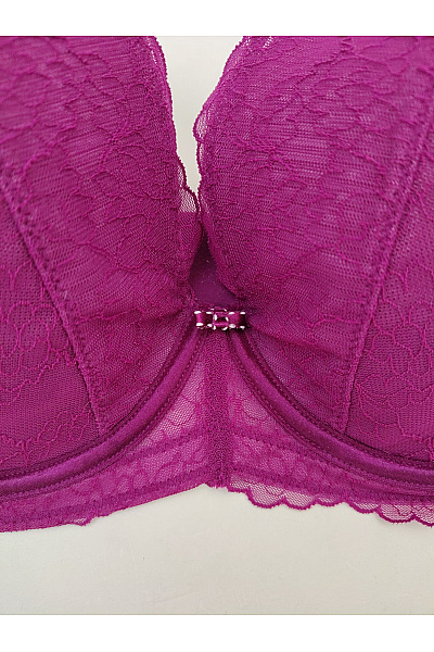 Fialová krajková kosticová podprsenka s ozdobami | Unimoda | obrázek 4