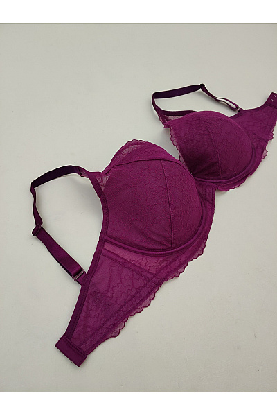 Fialová krajková kosticová podprsenka s ozdobami | Unimoda | obrázek 7