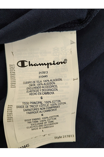 Champion Pánské modré bavlněné tričko s krátkým rukávem a nápisem Vel. US LARGE | champion | obrázek 5