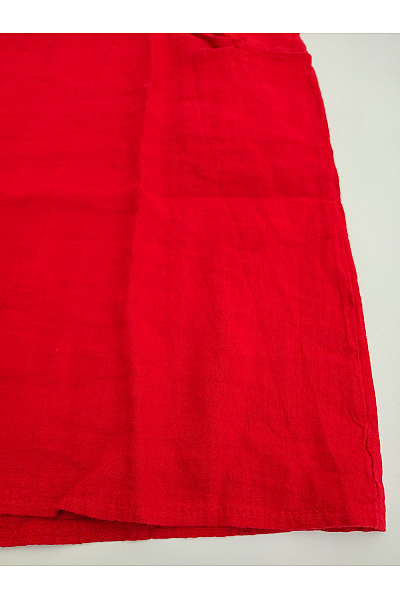 Červené lněné šaty s kapsami Vel. M/L | Unimoda | obrázek 3