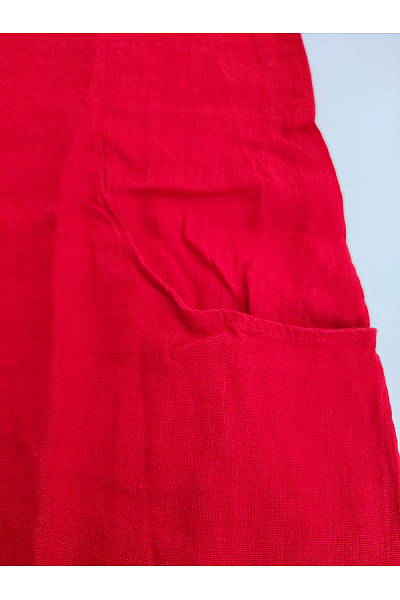 Červené lněné šaty s kapsami Vel. M/L | Unimoda | obrázek 4