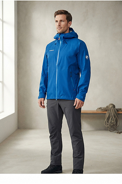 MAMMUT Modrá Sportovní Outdoorová Bunda S Kapucí Na Turistiku Vel. EU L