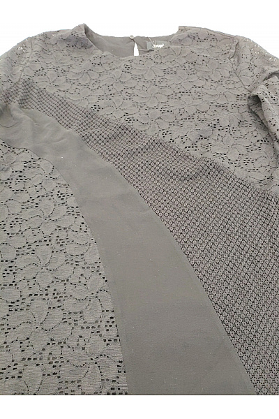 DESIGUAL Černé krajkové šaty s dlouhým rukávem elegantní koktejlové Velikost EU 44 | DESIGUAL | obrázek 6