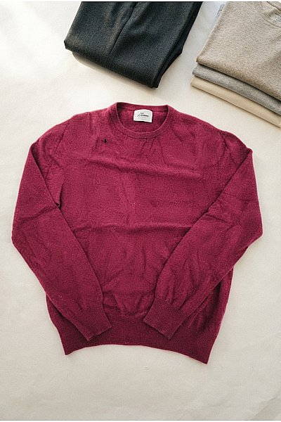 Just Cashmere Fialový Kašmírový Pánský Pulovr Basic Velikost L