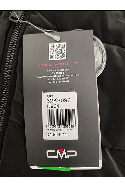 CMP Černá prošívaná zimní bunda s kapucí a zipem Velikost DE 40 | CMP | obrázek 9